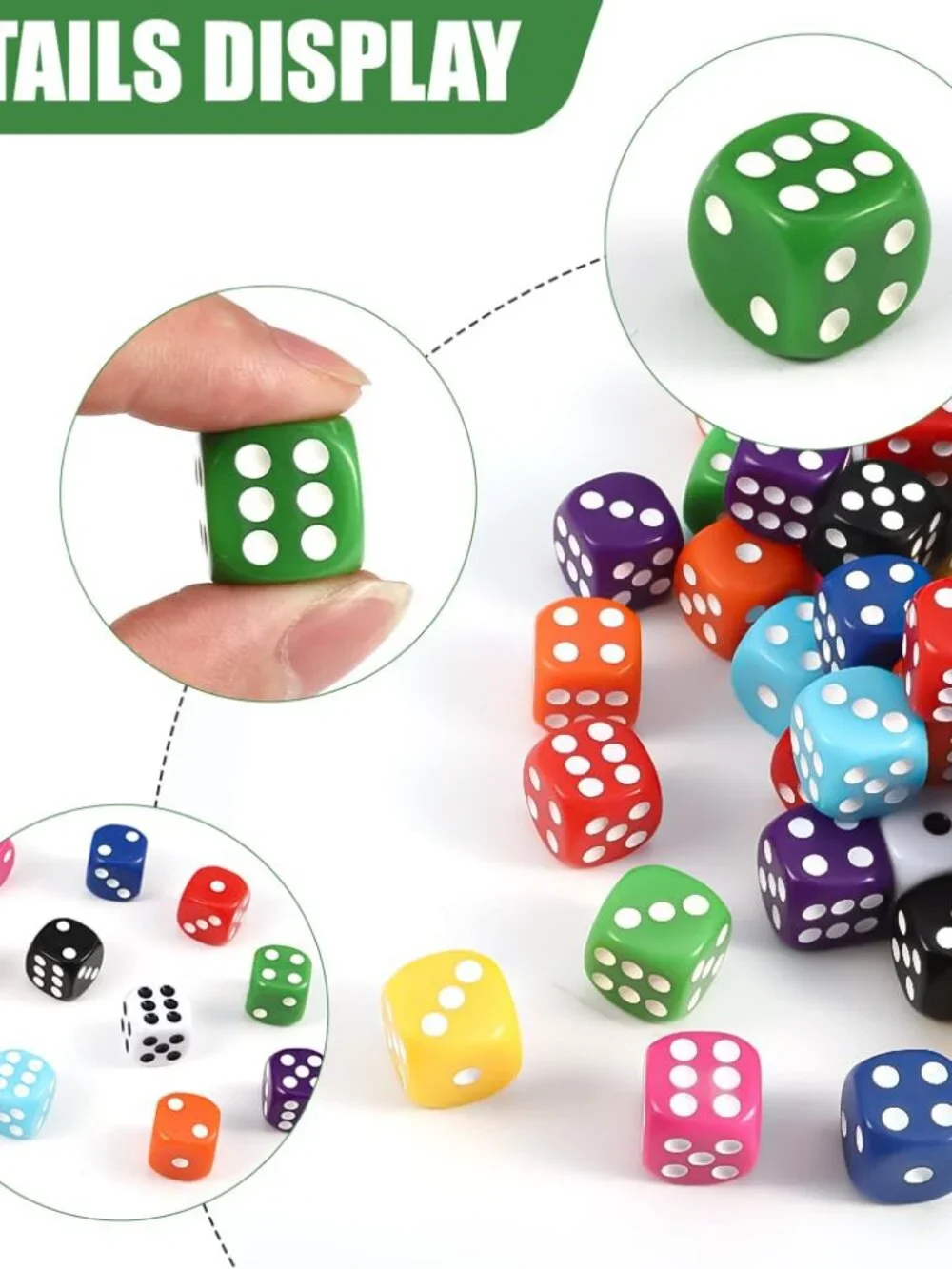 DIYDEC 100pcs 16mm Game Bulk Dice 10 Colors Acrylic 6 Sided Dice Set for Classro